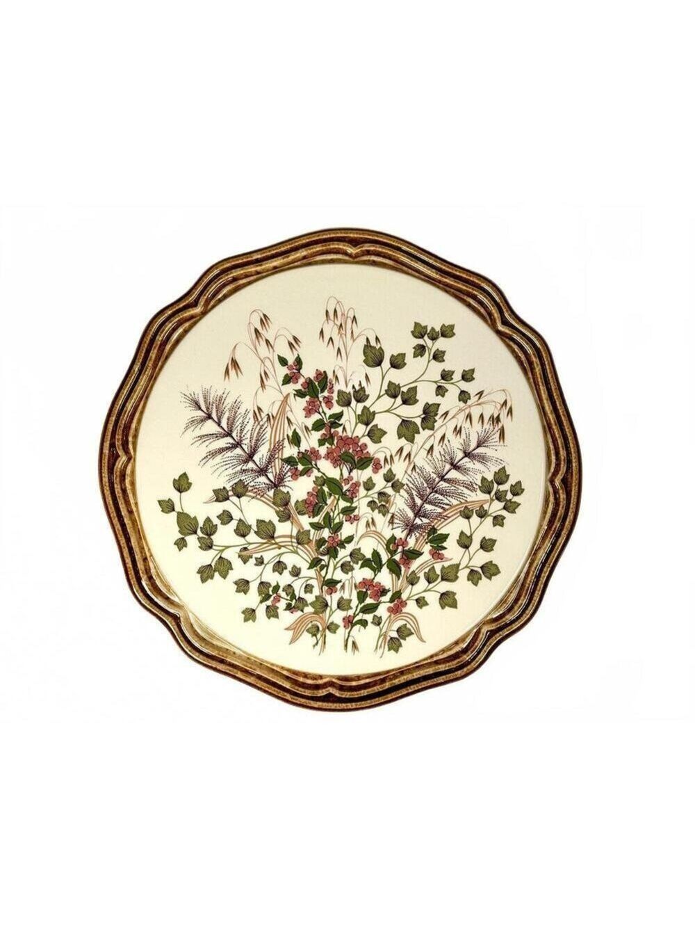 Herbolzheim Germany Pottery Botanical Wildflower Earthenware 13 in Platter 1970